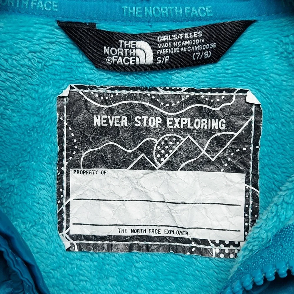 The North Face Jacket Girls 7/8 Fleece Zip Outdoor Turquoise Kids Activewear